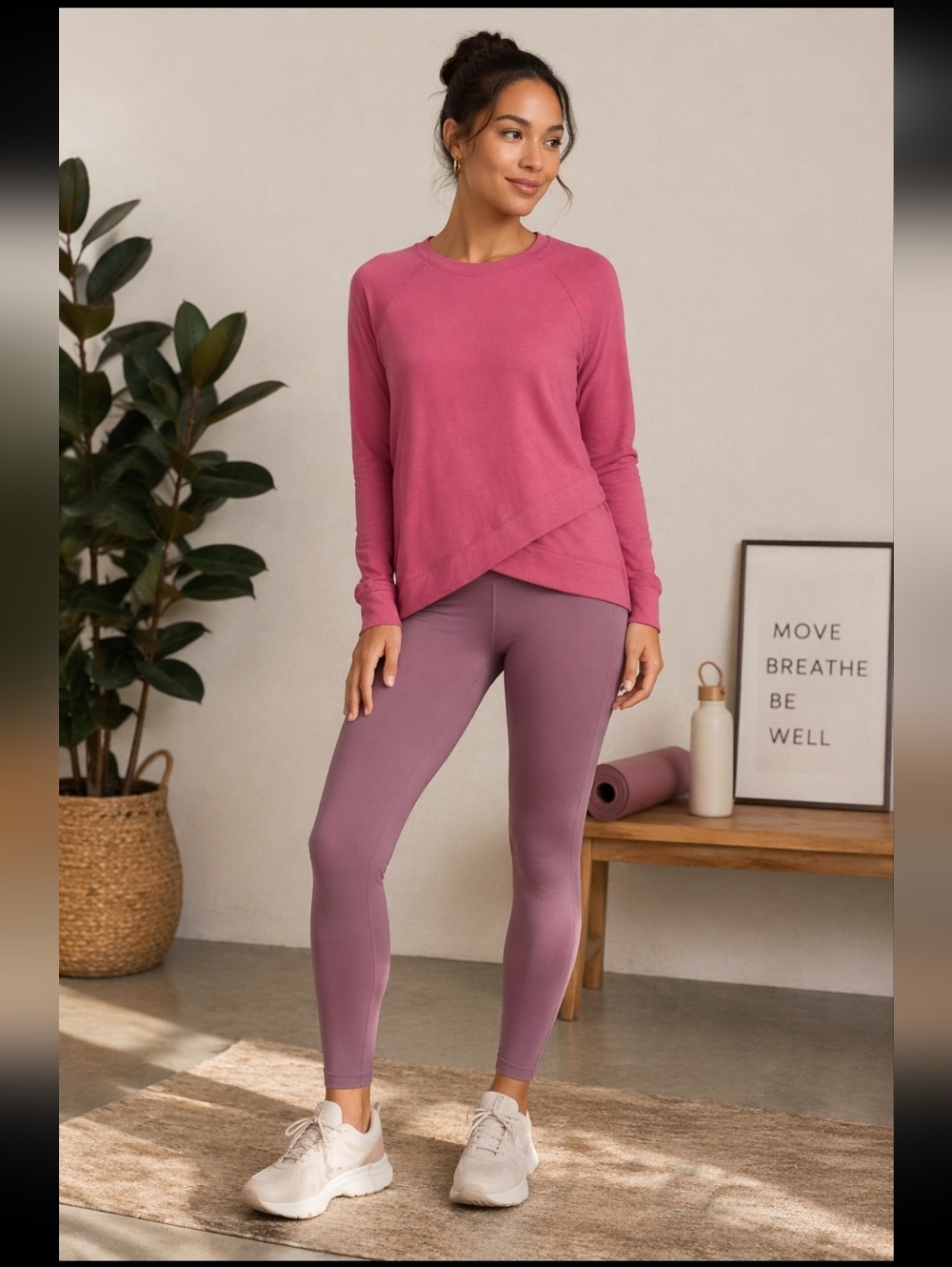 ATHLETA Women's Beyond Soft Long Sleeve Criss Cross Sweatshirt Athleisure